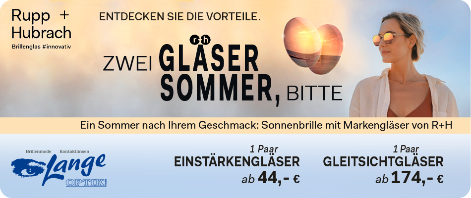 Zwei Gläser Sommer bitte - Sonnenbrille mit Markengläsern von Rupp+Hubrach