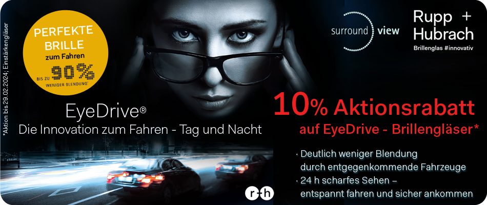 10% Aktionsrabatt auf EyeDrive - Brillengläser<